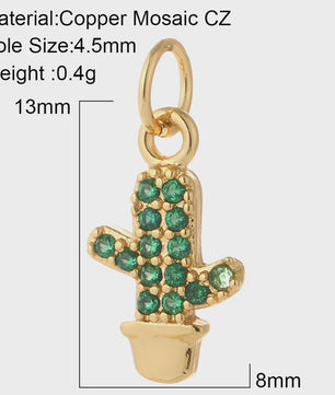 Gouden Bedeltjes voor Sieraden Maken: Cactus, Kers, Paddenstoel, Bloem & Fruit