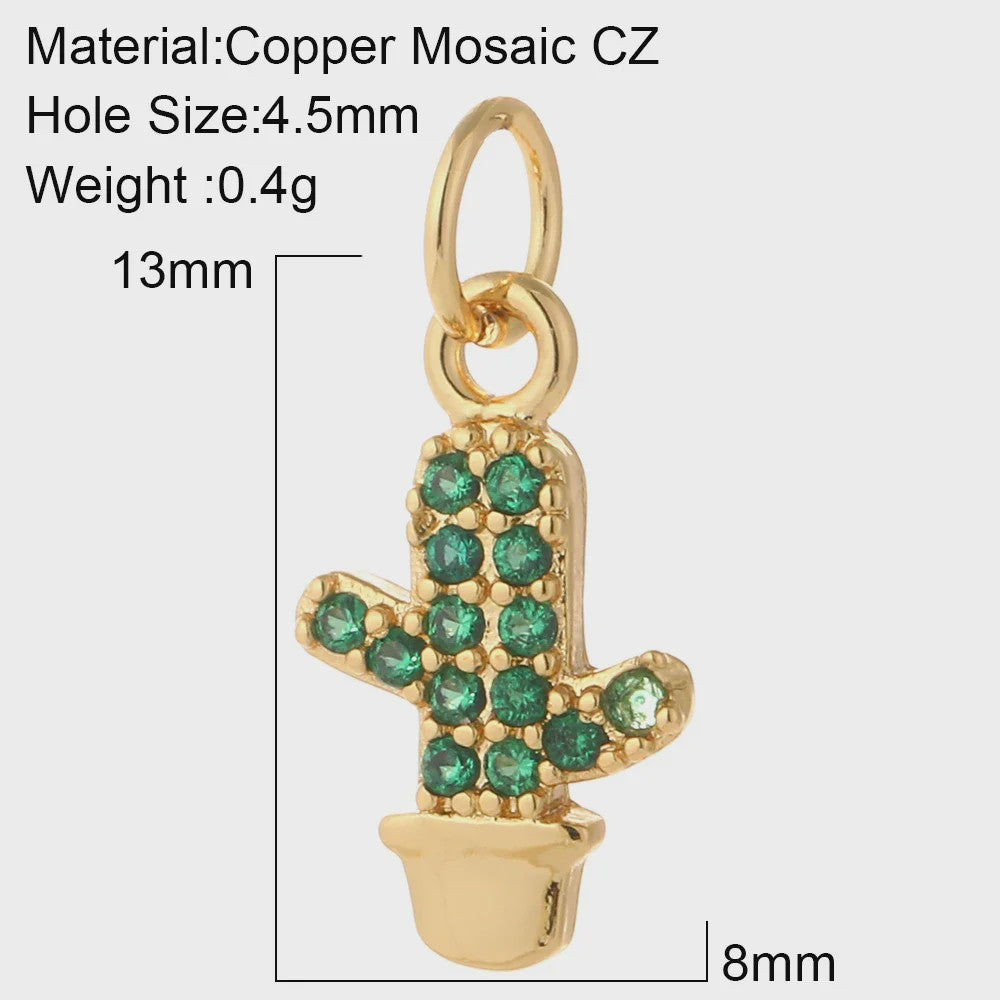 Gouden Bedeltjes voor Sieraden Maken: Cactus, Kers, Paddenstoel, Bloem & Fruit