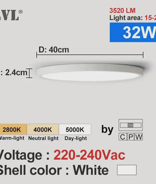Ronde LED Plafondlamp met Houtnerf - 3 Kleuren Licht