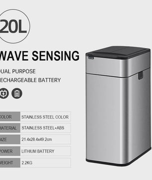 Slimme Vuilnisbak met Sensor - RVS - 20-60L - Automatisch Openen & Sluiten