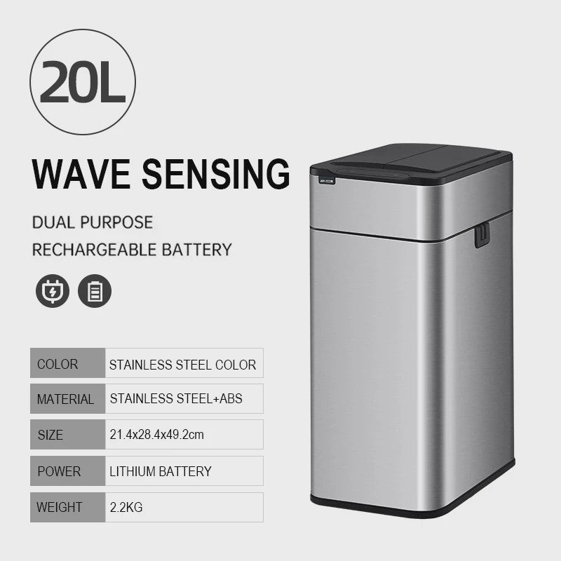 Slimme Vuilnisbak met Sensor - RVS - 20-60L - Automatisch Openen & Sluiten
