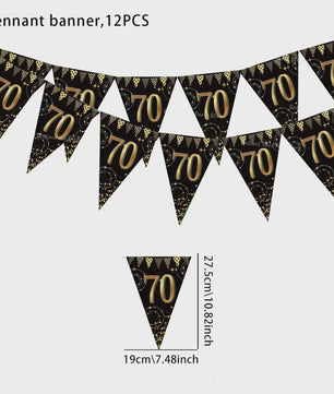 Black Gold Verjaardag Banner - Slingers voor 30, 40, 50, 60 Jaar Feestdecoratie
