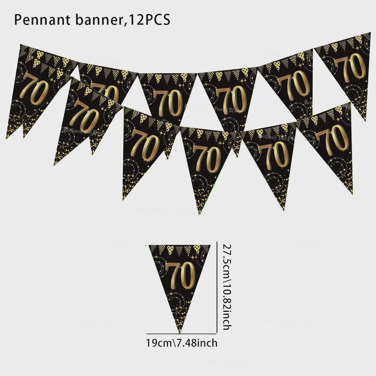 Black Gold Verjaardag Banner - Slingers voor 30, 40, 50, 60 Jaar Feestdecoratie