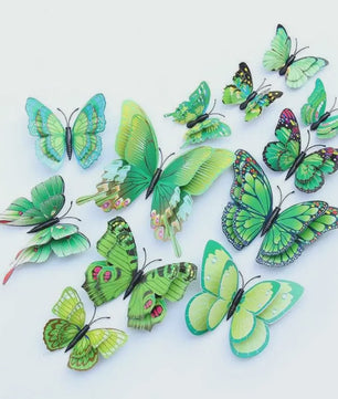 12x 3D Vlinder Stickers - Kleurrijke Decoratie voor Huis, Bruiloft & Kantoor