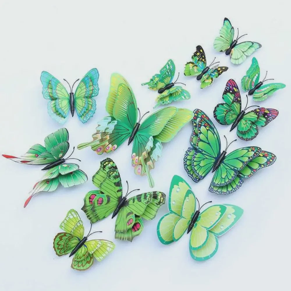 12x 3D Vlinder Stickers - Kleurrijke Decoratie voor Huis, Bruiloft & Kantoor