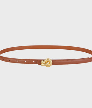 Dames Riem Echt Leer met Gouden Knoop Gesp - Stijlvol voor Jurken & Jeans