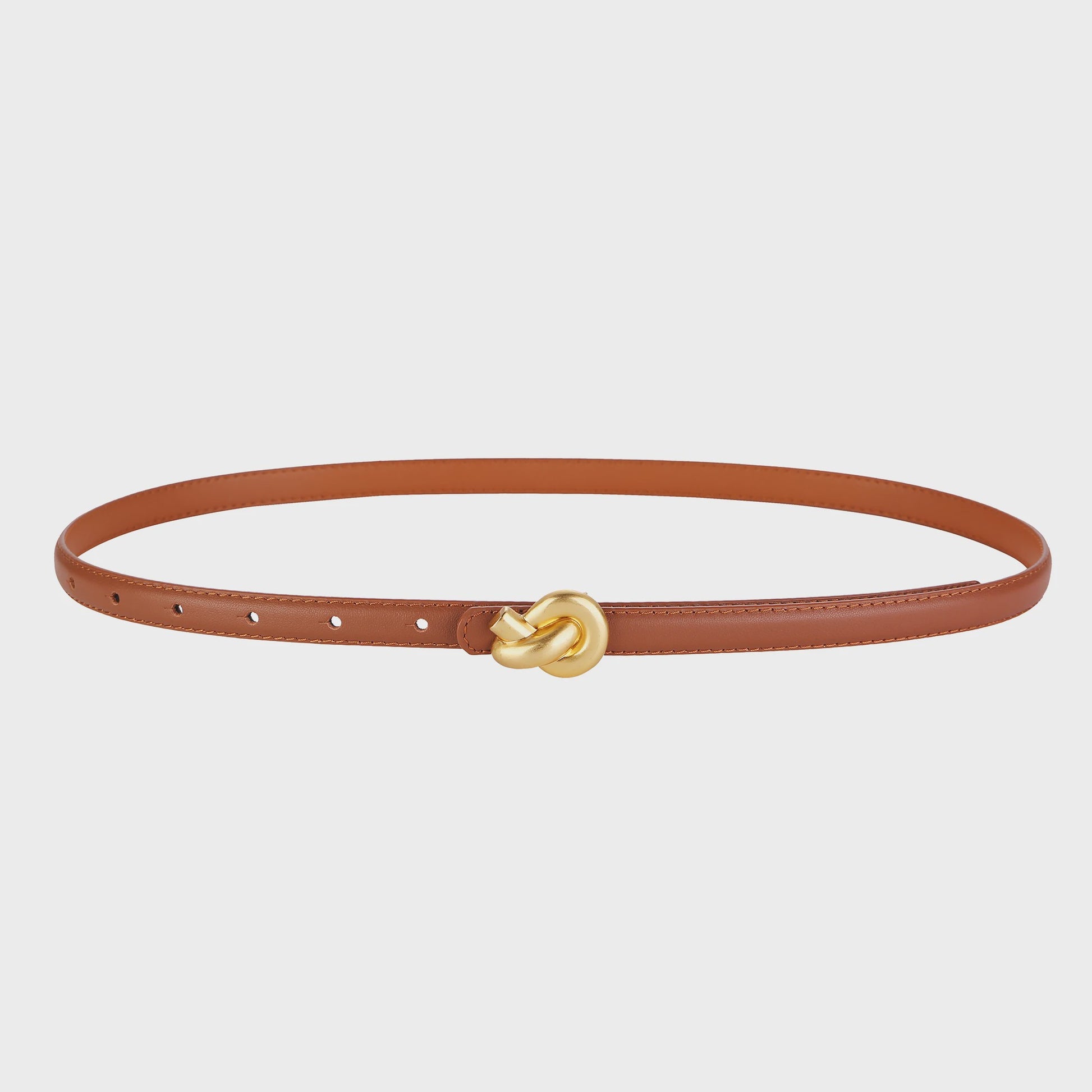 Dames Riem Echt Leer met Gouden Knoop Gesp - Stijlvol voor Jurken & Jeans