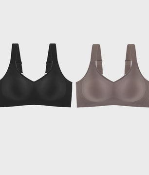 Set van 2 Naadloze Comfort BH's met V-hals en Brede Bandjes - Draadloos & Onzichtbaar