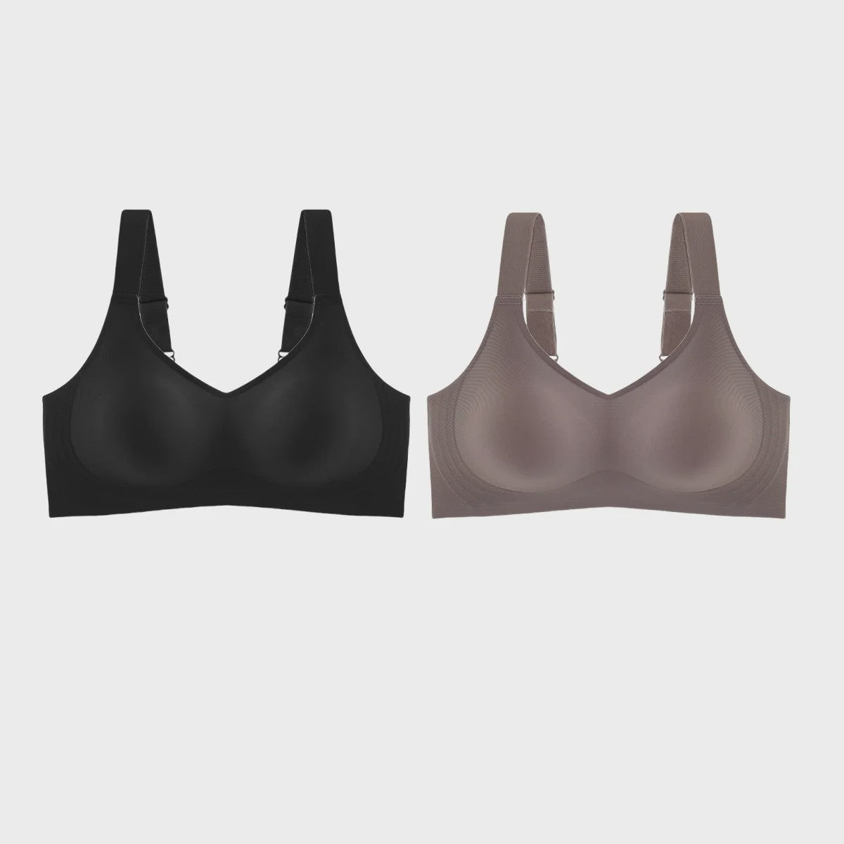 Set van 2 Naadloze Comfort BH's met V-hals en Brede Bandjes - Draadloos & Onzichtbaar