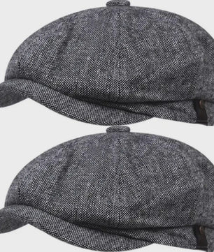 Vintage Heren Oktagonale Pet - Stijlvolle Visgraat & Streep Casual Hoed voor Dagelijks Gebruik