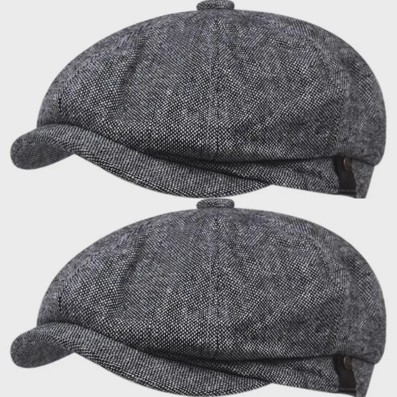 Vintage Heren Oktagonale Pet - Stijlvolle Visgraat & Streep Casual Hoed voor Dagelijks Gebruik