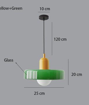 Nordic Bauhaus Hanglamp - Retro Glas & Kleurrijke Kap voor Woonkamer, Eetkamer, Bar