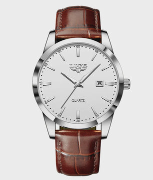 LIGE Heren Horloge Bruin Leer - Stijlvol Militair Quartz Horloge met Datum & Waterdicht