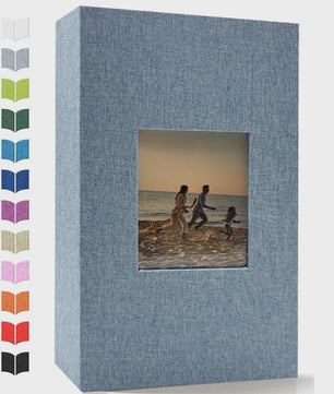 Linnen Fotoalbum voor 600 Foto's 4x6 inch met Venster & Horizontale/Verticale Insteekvakken
