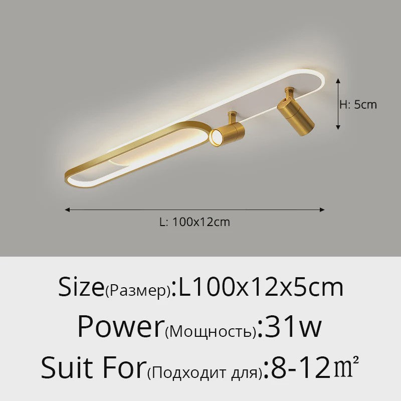 Moderne LED Plafondlamp met Spotlight - Zwart, Wit of Goud - Sfeervolle Verlichting voor Slaapkamer & Studiekamer