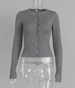 Dames Gebreide Cardigan met Lange Mouwen - Slim Fit & Elegant
