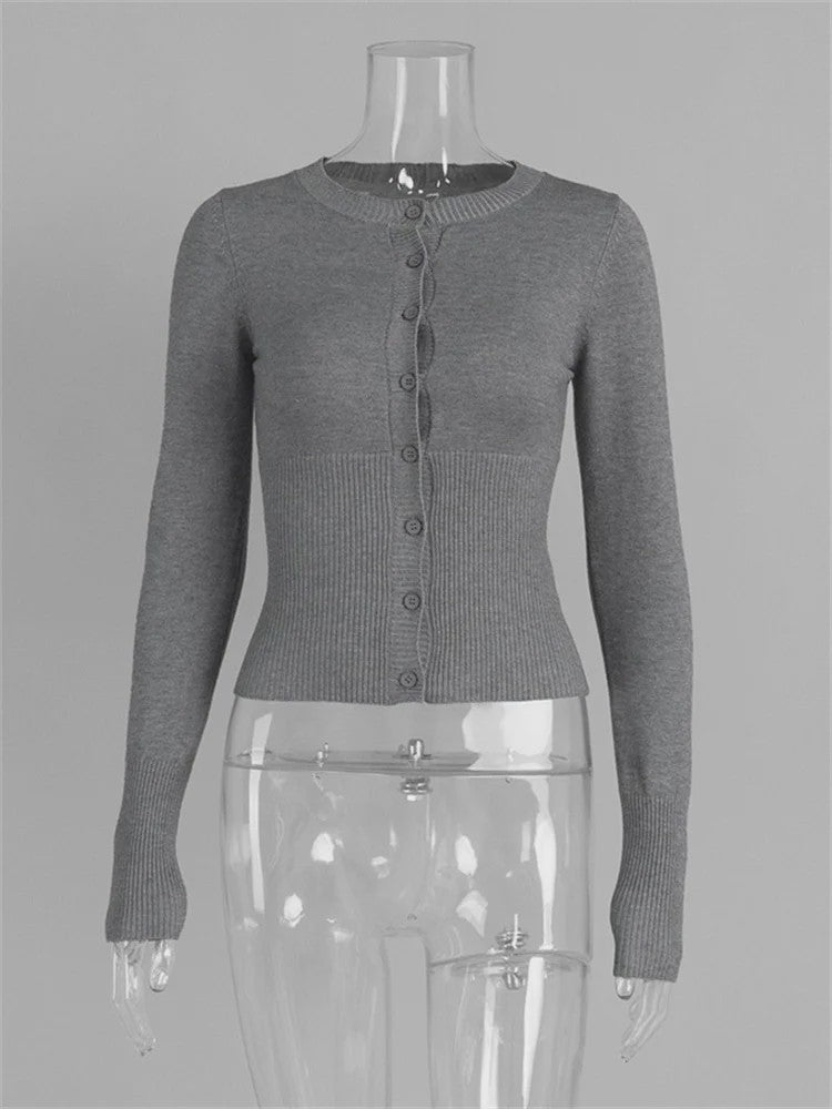 Dames Gebreide Cardigan met Lange Mouwen - Slim Fit & Elegant