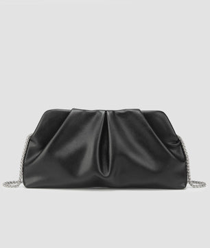 Luxe Plissé Avondtas met Gouden Ketting - Clutch & Schoudertas voor Feestelijke Gelegenheden