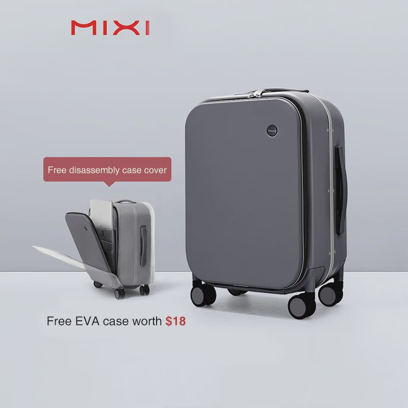 Mixi Aluminium Frame Koffer - Handbagage met Vooropening & 180° Opening