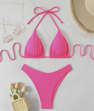 Dames Bikini Thong - Sexy Braziliaanse Stijl met Halter en Vetersluiting - Verkrijgbaar in Wit, Zwart & Koffie