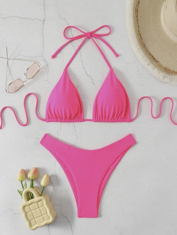 Dames Bikini Thong - Sexy Braziliaanse Stijl met Halter en Vetersluiting - Verkrijgbaar in Wit, Zwart & Koffie
