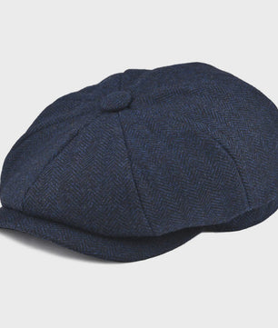 Stijlvolle Heren Herringbone Tweed Flat Cap - Britse Retro Newsboy Pet