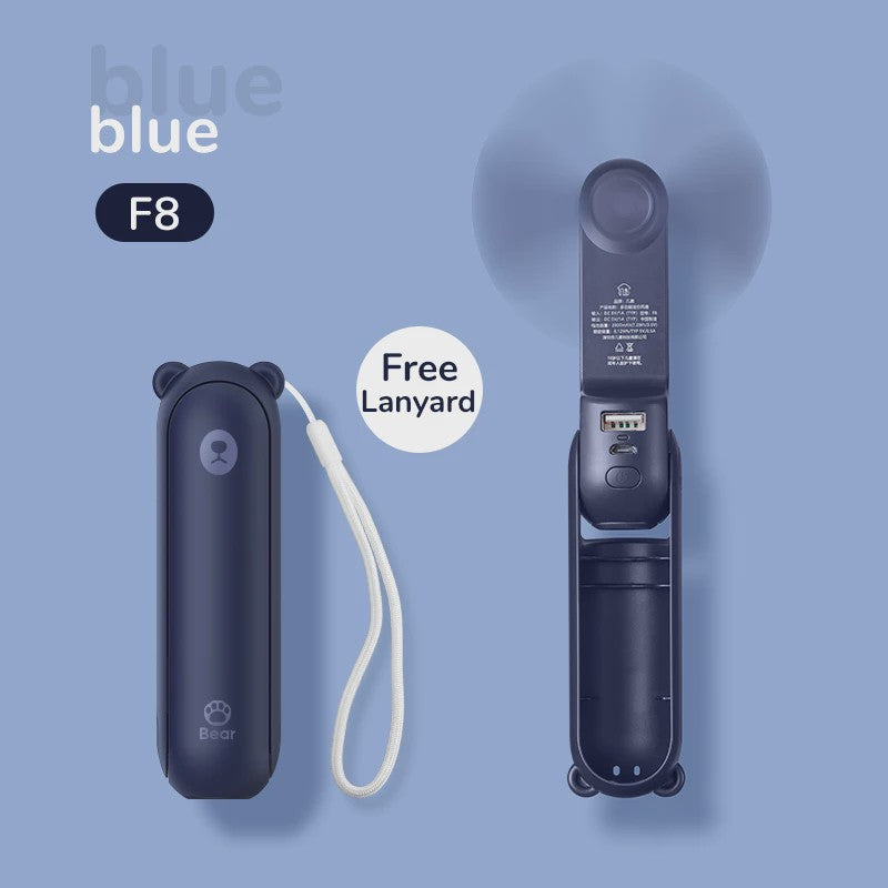 JISULIFE Draagbare Mini Ventilator: 3-in-1 USB Oplaadbaar met Powerbank & Zaklamp (4500mAh)