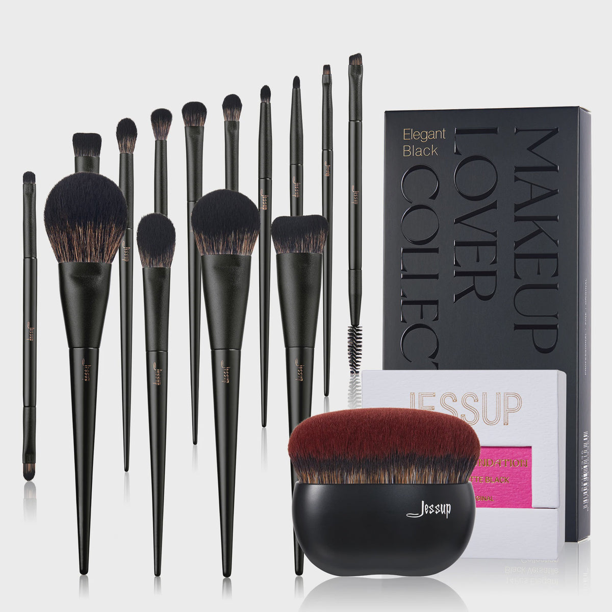 Jessup 14-delige Make-up Kwasten Set: Compleet voor Foundation, Oogschaduw & Contour