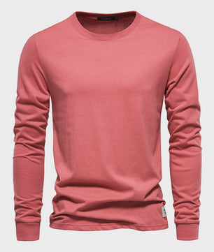 AIOPESON Heren Basic Longsleeve T-shirt - Katoen, Ronde Hals, Effen Kleur