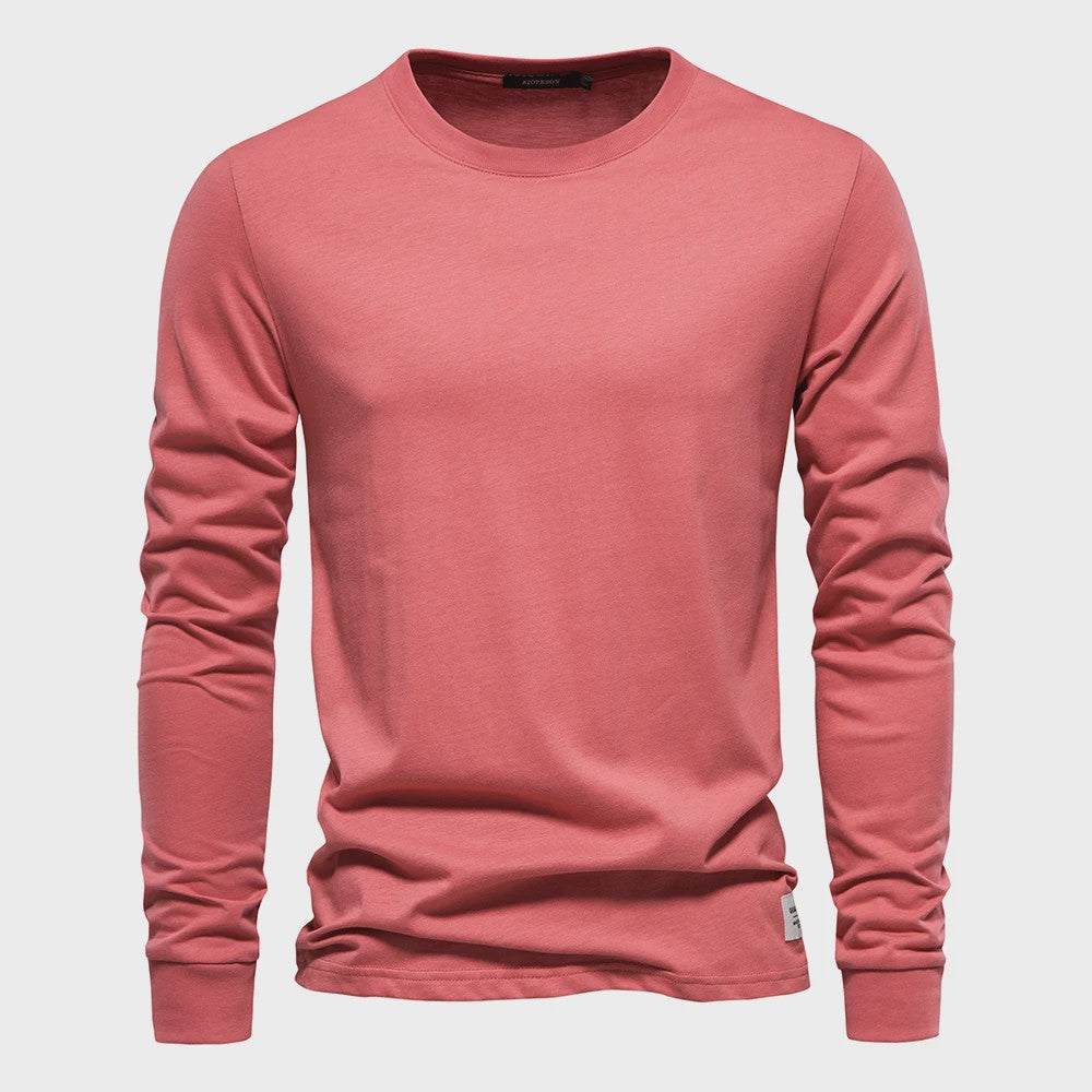 AIOPESON Heren Basic Longsleeve T-shirt - Katoen, Ronde Hals, Effen Kleur