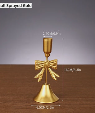 Luxe Gouden Kandelaar Set met Strik - Sfeervolle Decoratie