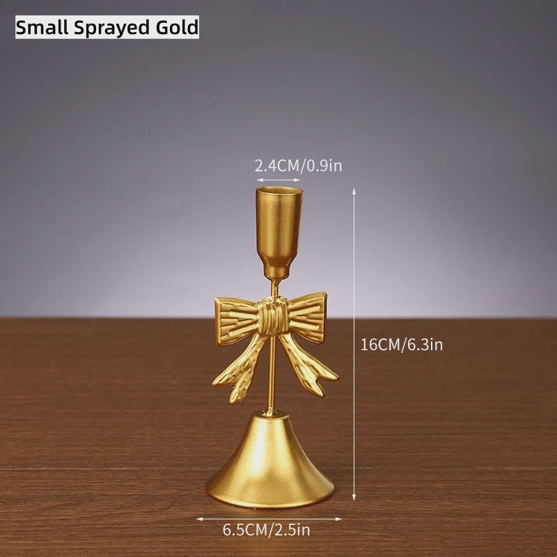 Luxe Gouden Kandelaar Set met Strik - Sfeervolle Decoratie