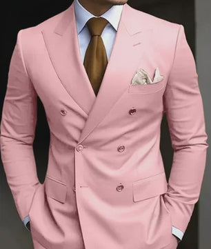 Luxe Bruin Herenpak - Double Breasted, Peak Lapel, Slim Fit Blazer & Pantalon