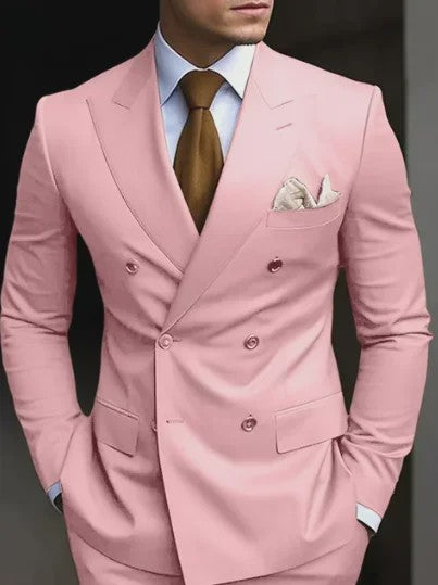 Luxe Bruin Herenpak - Double Breasted, Peak Lapel, Slim Fit Blazer & Pantalon