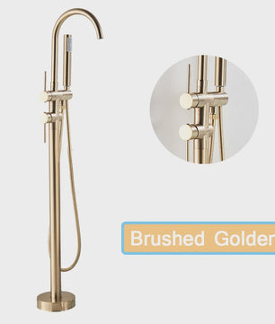 Vrijstaande Badkraan met Douchefunctie - Zwart, Chroom, Goud - Zwenkbare Uitloop & Warm/Koud Water Mixer