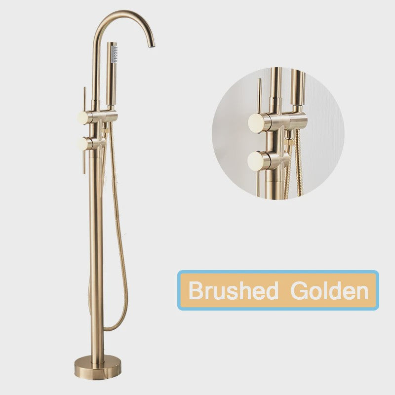 Vrijstaande Badkraan met Douchefunctie - Zwart, Chroom, Goud - Zwenkbare Uitloop & Warm/Koud Water Mixer