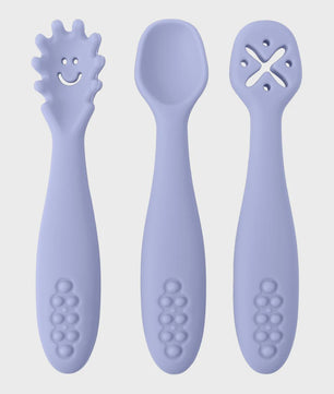 3-delige Siliconen Baby Bestek Set: Lepel & Vork voor Peuters