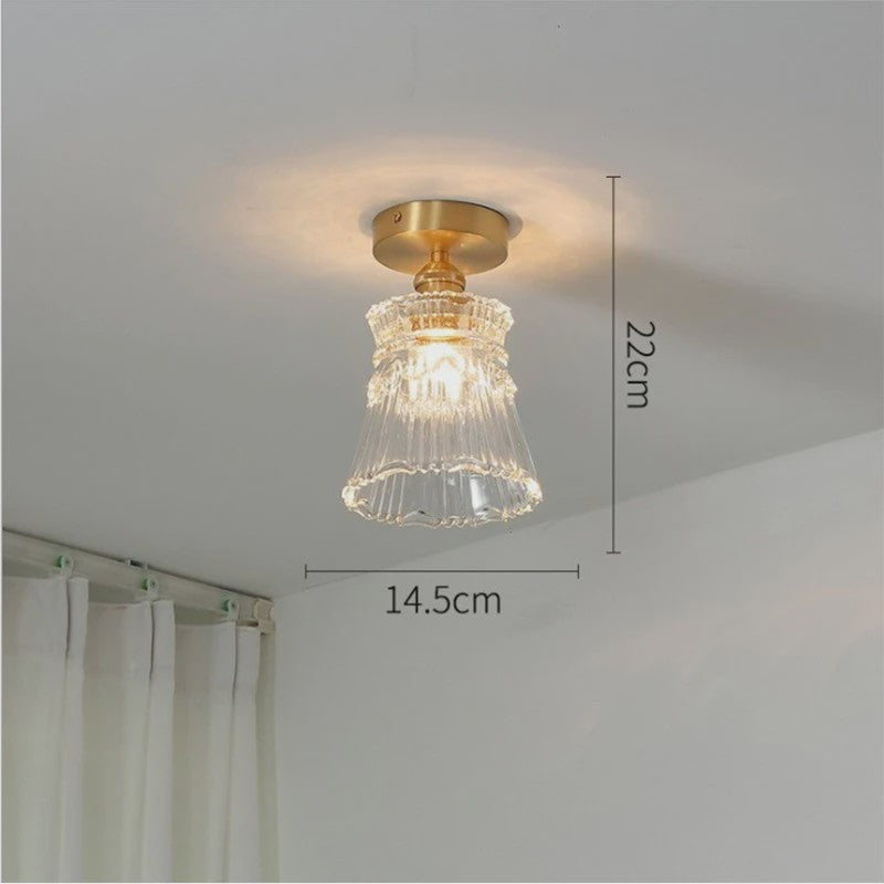 Koperkleurige Glazen Hanglamp - Stijlvolle LED Plafondlamp voor Woonkamer, Slaapkamer & Keuken