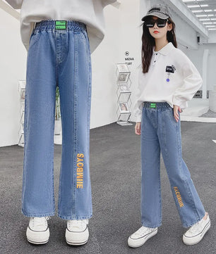 Stoere Wijde Jeans voor Meisjes - Comfortabele Streetwear Kinderbroek