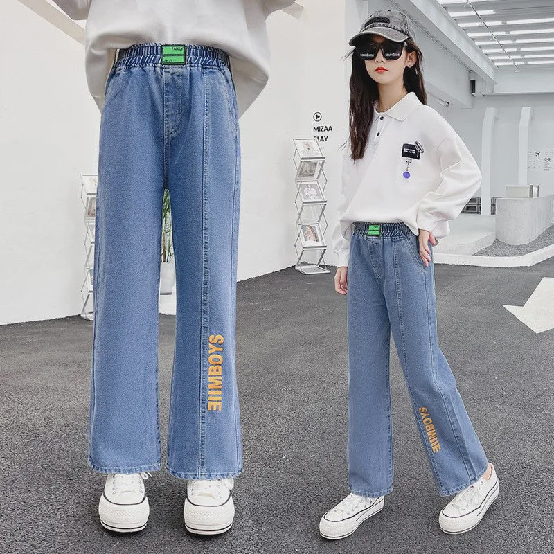 Stoere Wijde Jeans voor Meisjes - Comfortabele Streetwear Kinderbroek