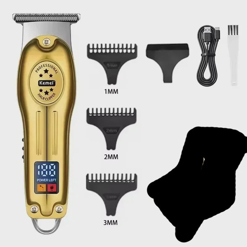 Kemei Professionele Oplaadbare Baard- en Haartrimmer KM-2628 - Goudkleurig