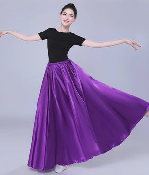Glanzende Satijnen Lange Dansrok - Swing & Buikdans - 14 Kleuren