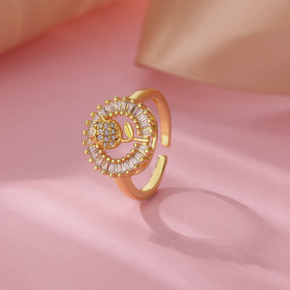 Luxe Gouden Ringen Set: Zirkonia & Boze Oog Design - Verstelbaar & Trendy