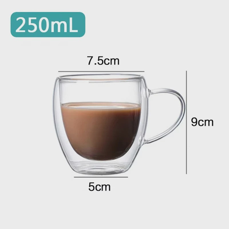 Dubbelwandige Glazen Mokken - Hittebestendig & Handgemaakt voor Koffie, Thee, Bier & Whiskey