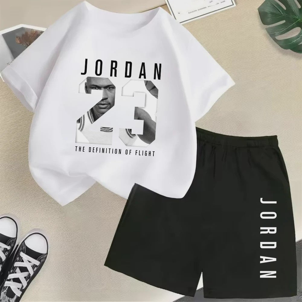 Kinder T-shirt en Short Set - Zomer Sportieve Mode met Grafische Print
