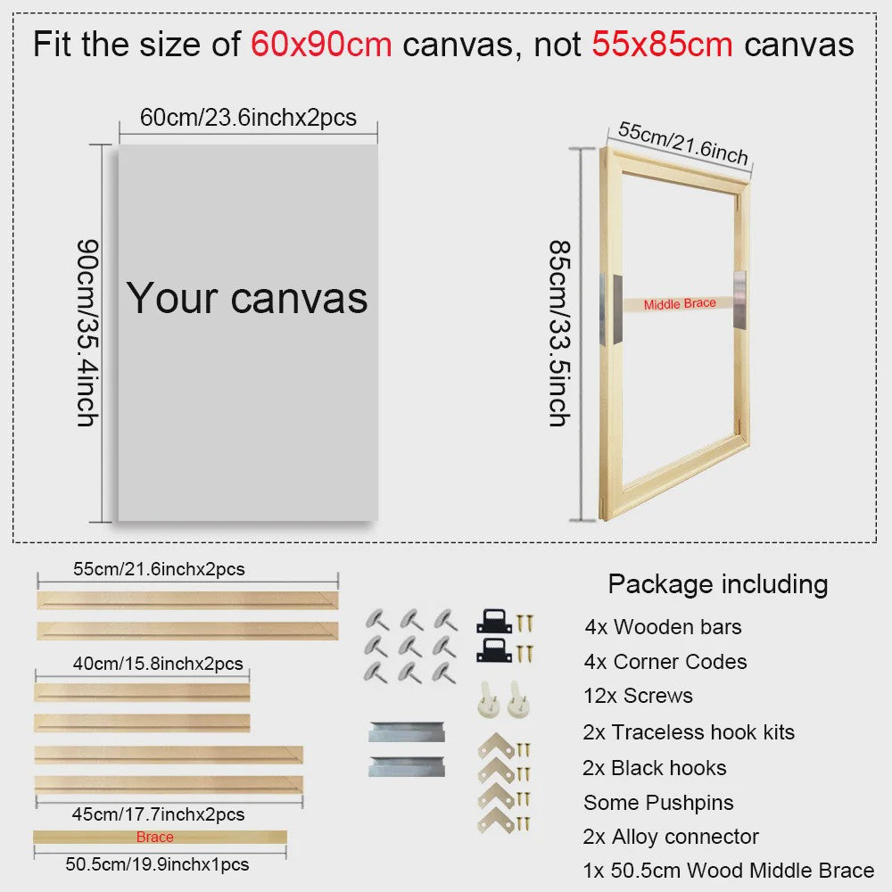 Houten Canvas Frame 35x55cm & 40x60cm - Perfect voor Schilderen & Posters