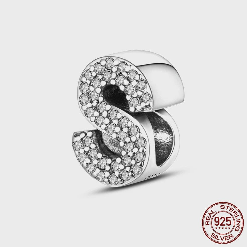 925 Sterling Zilver Letter Bedels A-Z met Zirkonia - Personaliseer je Armband