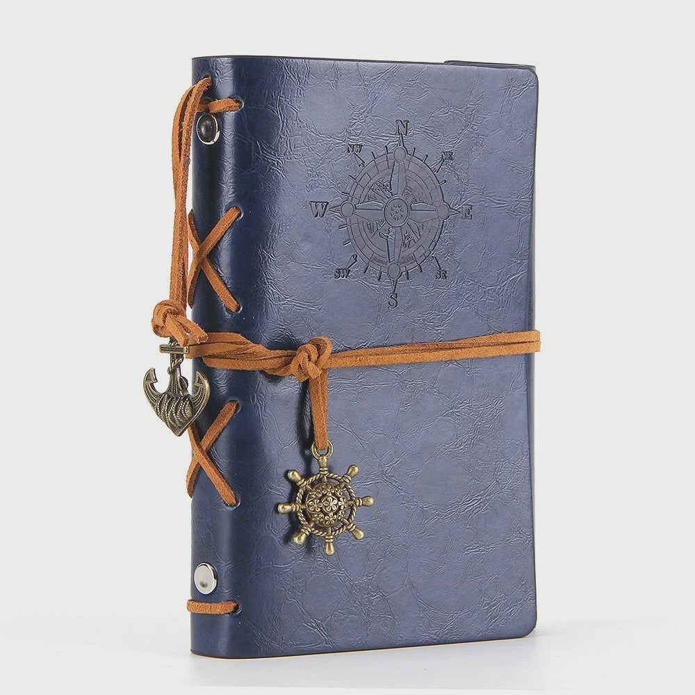 Retro Reisdagboek Leer Zacht Kaft 13x9cm met Vervangbaar Kraft Papier