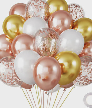 30 Stuks Chrome Latex Ballonnen Mix: Wit, Roze & Blauw - Feestdecoratie