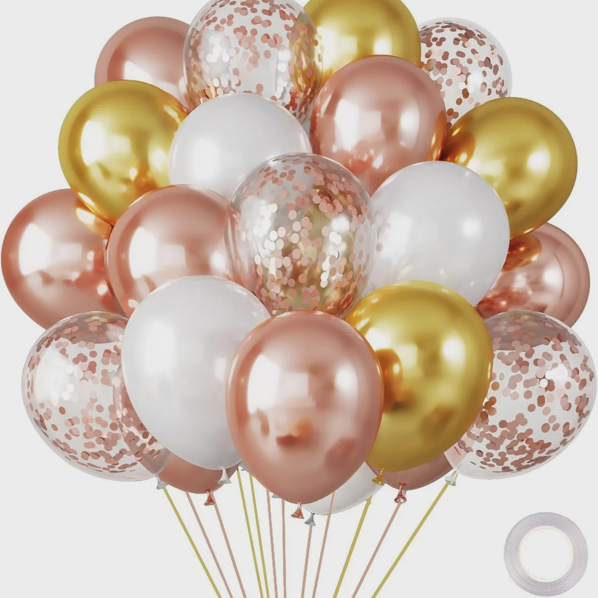 30 Stuks Chrome Latex Ballonnen Mix: Wit, Roze & Blauw - Feestdecoratie